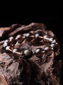 Natural Ice Type Jade, Black Agate, 12 Zodiac Animals, Guanyin Bodhisattva Crystal Beaded Bracelet, Adjustable Feng Shui Lucky Charm Bracelet, Suitable For Men And Women Daily Wear