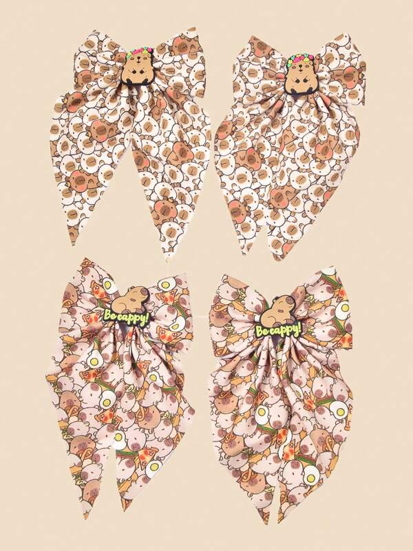 2 sztuki cyfrowych nadruków kreskówkowych wiewiórek i spinek do włosów z kokardą, odpowiednie na imprezę, powrót do szkoły i prezenty dla nastolatków