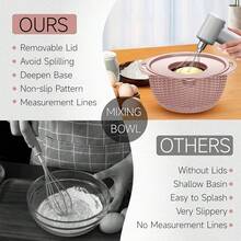 Juego de colador con recipiente - 4 en 1 Colador de alimentos con ralladores y cucharas - Coladores para cocina - Coladores y coladores - Limpiador de frutas con colador para pasta, arroz y verduras, color rosa - Rosa Pálido - Ver 6