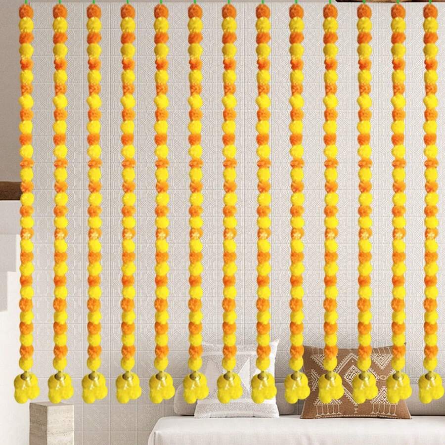 New Marigold Flower Garland For Mantle Hanging Artificial Bells Diwali Garland Wreath For Door Home Party Decoration, Christmas, Christmas Decorations, Christmas Decoration, Bathroom Decor, Bathroom Decor And Accessories, Bathroom Decor And Accessories, Halloween Decor, Halloween, Home Decor, Wall Decor, Halloween Decor, Christmas Decor Home, Christmas Decorations, Christmas Decoration - 多彩的 - 查看 1