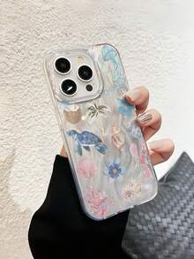 HANCAI Ocean 1pc Jellyfish & Seashell Pattern TPU Protective Phone Case, Compatible With Apple 16, 15, 14, 13, 12, 11 Pro Max Waterproof Shockproof Anti-Fall Scratch Resistant - Multicolor - View 6
