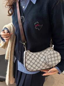 Bolso cuadrado con patrón geométrico mini con monedero, bolso retro con patrón cuadrado clásico para mujer con monedero colgante, bolso de mujer con bolsillo para monedas