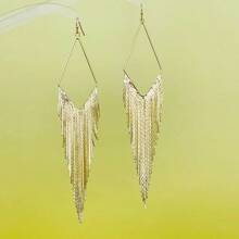 1 paire de boucles d'oreilles longues à franges pendantes, convient pour un port quotidien
