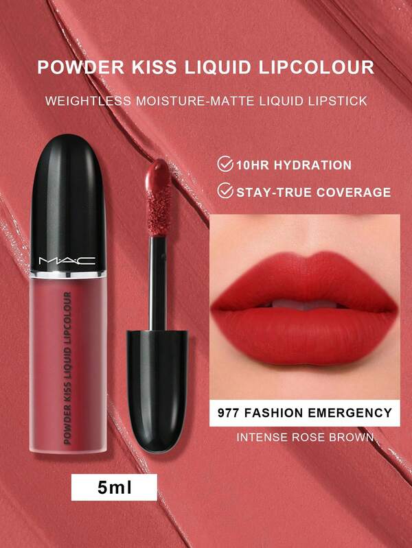  MAC Powder Kiss 液体唇彩 - 977 FASHION EMERGENCY - 0.17 盎司