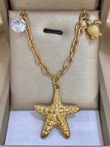 1 Stück Seestern Charm Halskette für Frauen, süßer Anhänger an Edelstahlkette, Alltagsschmuck, Partyschmuck, Weihnachtsgeschenke