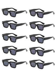 10 件复古 80 年代派对眼镜单身派对方形成人眼镜、万圣节、角色扮演和节日活动（散装 10 副黑色墨镜、女士时尚配饰、沙滩装、商务休闲礼品、秋冬摄影道具）、单身派对装饰、单身礼物、单身派对、新娘送礼会回礼、婚礼宾客回礼、万圣节节日用品、万圣节装饰、圣诞节装饰 - 黑色 - 查看 2