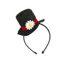 Diadema de sombrero mágico negro para niños, decoración de margaritas, accesorio para disfraz, aro para el pelo para Halloween y fiestas. - Negro - Ver 6