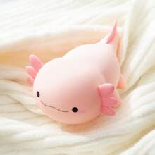 Cute Axolotl Night Light - Touch-Activated USB Rechargeable LED Lamp With Timer, Soft Silicone Pink Salamander Bedside Decor For Nursery, Birthday, Christmas Gifts, Christmas Decor