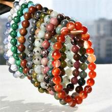 7/14/28 Pcs/Set Natural Stone Adjustable Beaded Bracelet, Asymmetrical Stone Bracelet Suitable For Men And Women, Ideal For Daily Wear And Gift-Giving