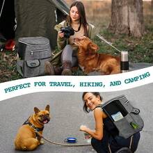 Dog Travel Bag Backpack, Airline Approved Dog Bags For Traveling, Puppy Diaper Bag Supplies, Pet Camping Essentials Hiking Accessories Dog Mom Gift, Food Container, Collapsible Bowls, Gray - 彩色 - 查看 8