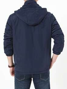 Men's Casual Waterproof Windbreaker, Men's Coats, Winter Coat, Hoodies, Camping, Hiking Jacket - 寶藍色 - 查看 5