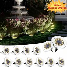 4/8/12/24pcs Solar Ground Lights, Outdoor 8LED Pathway Lights, Solar Garden Lights Landscape Lighting, Patio, Lawn, Driveway,White Light - 暖光 Warm Light - 查看 1