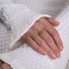 Adjustable Double Knot Ring With 18k Gold Plating - Yellow Gold - View 1