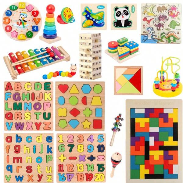 Set De 19 Juguetes Didacticos Montessori Juego Para Niños Niñas Infantil Para La Estimulación Sensorial Temprana De Madera Un Kit Didáctico Que Fomenta El Desarrollo Integral A Través Del Juego En La Pedagogía Durante Los Primeros Meses  Juguete