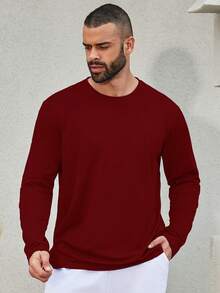 4 PIEZAS Camiseta de manga larga de rendimiento para hombres - Burdeos - Ver 2