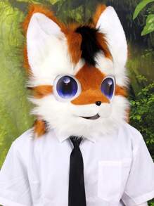Máscara de cabeza de animal tipo perro, de piel sintética, peluda y esponjosa, disfraz de carnaval, accesorios de cosplay