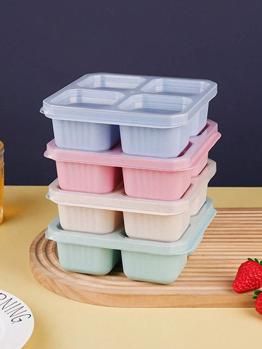 1pc Snack Containers, Divided Bento Lunch Box With Transparent Lids, Reusable Meal Prep Lunch Containers For Adults, No BPA, 4 Compartment Food Storage Containers For People Work Travel