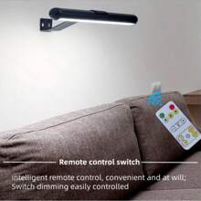 1 pièce, Applique murale rechargeable à LED, Éclairage avant de miroir à la maison, Éclairage de peinture, Éclairage d'affichage d'art, Avec télécommande, 3 températures de couleur et luminosité réglable, Convient pour cadre, peinture à l'huile, cible de fléchettes, éclairage de bureau