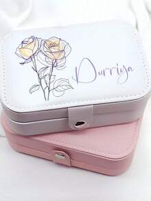 1件，定制专属名字首饰盒和收纳盒，创意26个字母和图案首饰盒，戒指和项链拉链首饰盒，礼物，朋友和母亲的礼物，精美的珠宝盒，适合学校季节礼物，教师节 - 彩色 - 查看 6