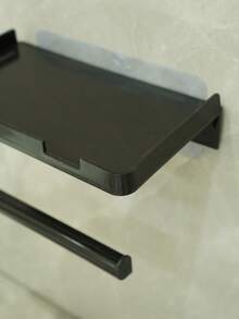 自粘式纸巾架，适用于厨房和浴室，带收纳架的纸巾卷分配器，哑光黑 - 彩色 - 查看 6