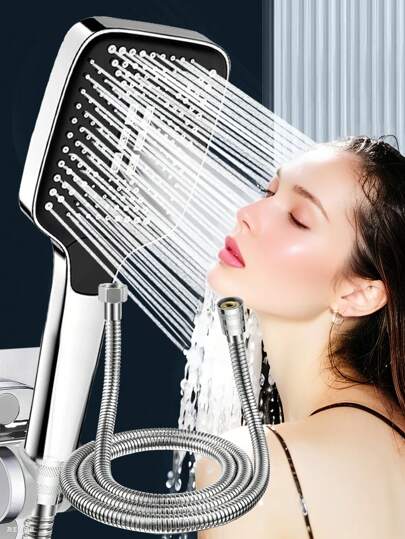 (1pc Shower Head / 2pcs Set) 3-Setting ABS Adjustable Shower Head With 59in Stainless Steel Non-Burst Reinforced Shower Hose, Suitable For Bathroom, RV, Apartment