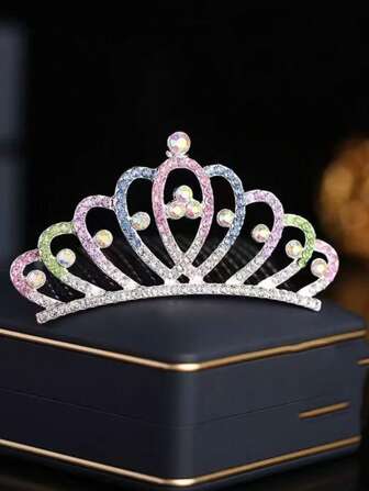 Rhinestone Crown Decor Romantic Bridal Hair Comb, Elegant For Wedding, Party, Simple Silver Princess Style Bridal Crown, Alloy Rhinestone Bride Crown, Activity Decoration, Wedding Cosplay Accessories