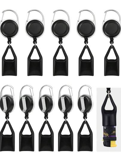 10 Piece Retractable Lighter Clip Holder Keychain With Clip, Classic Lighter Cover For Convenience (Black)