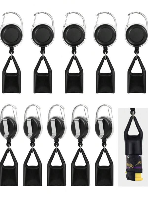 10 Piece Retractable Lighter Clip Holder Keychain With Clip, Classic Lighter Cover For Convenience (Black)