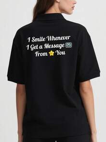 Customized Personalized Women's Polo Shirt, With A Wide Selection Of Texts,Add Texts You Need,Get Message From You,Work Clothes, Team T-Shirts,Custom Polo Shirt - Black - View 3