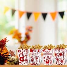 24/4 pièces Boîte à pop-corn en papier motif chauve-souris fantôme pour Halloween, boîte à frites motif sang, boîte de décoration de collation d'Halloween, décorations de scène de fête d'Halloween, décorations de centre de table d'Halloween, boîte à bonbons motif toile d'araignée rose, boîte-cadeau, convient pour la fête d'Halloween, la décoration de cuisine à la maison, les fournitures de cuisson