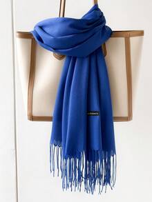 1 Khăn choàng chống gió màu trơn cổ điển ngoài trời 190 * 70 cm, Khăn quàng mỏng Unisex thời trang, Thích hợp cho phòng máy lạnh, Khăn quàng cực lớn để giữ ấm - Màu xanh lam - Xem 2