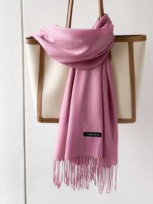 1 条女式围巾 190*70cm 户外经典纯色防风披肩 时尚男女通用薄围巾 适合空调房 超大围巾保暖 - 皮粉 - 查看 2