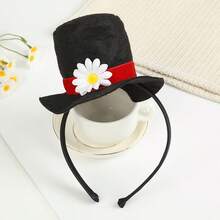 Diadema de sombrero mágico negro para niños, decoración de margaritas, accesorio para disfraz, aro para el pelo para Halloween y fiestas. - Negro - Ver 4