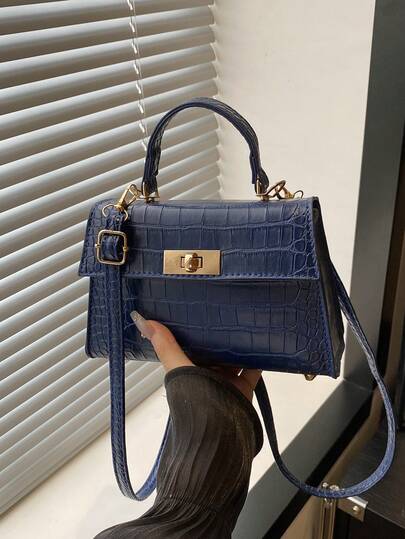 Mini Fashion Solid Color Flap PU Handbag Square Bag