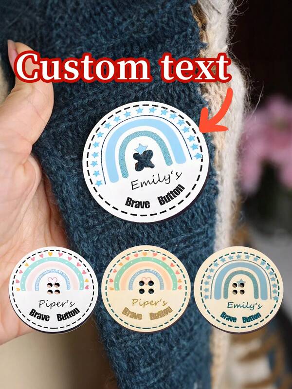 4 stuks gepersonaliseerde regenboog dappere knopen met naam, naaibadge, DIY breiaccessoires, beloningspatch voor baby's, cadeau voor zorgen bij terugkomst op school, regenboog dapper cadeau, cadeau voor angst bij kinderen, cadeau voor de eerste schooldag, aandenken aan de lockdown