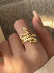 1pc Fashionable & Exquisite S925 Sterling Silver 18K Gold Plated Snake Ring, Suitable For Party Wear