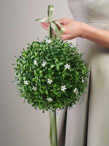 1/2PCS Artificial Grass Balls With 14 Small White Flowers With 20 Small White Flowers, Aglaia Odorata , BOXWOOD Grass Balls,Artificial Plants,Artificial Flowers,Fake Plants,Autumn Decoration