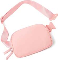 Bolsa de cintura para mujeres con cremallera de dos vías, cangurera cruzada, moda, bolsas de cintura, bolsa de cintura para todas partes con correa ajustable, regalos para adolescentes, mujeres y hombres (blanca) - Rosa Pálido - Ver 1