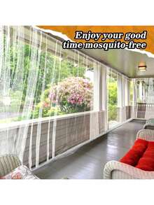 Outdoor Garden Universal Mosquito Netting Screen For Patio,Tulle Fabric For DIY, Polyester Mesh Bug Screen Gazebo Canopy Curtains For Deck, Patio And Garden, Hook And Loop Closure - Multicolor - View 9