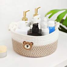 Cesta de almacenamiento tejida, organizador de escritorio, caja decorativa para el hogar, cesta para artículos varios, cesta para el pasillo, cesta para maquillaje para alimentos/juguetes de mascotas, almacenamiento y organización de juguetes/ropa para la habitación de los niños