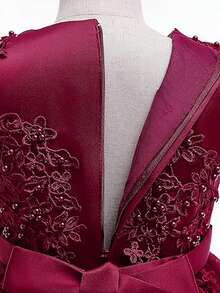 Flower Girls Tulle Lace Princess Pageant Festival Bridesmaid Carnival Floor Long Prom Dance Formal Evening Maxi Dresses - Màu Đỏ Sâu - Xem 6