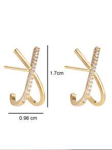 1 paire de boucles d'oreilles pour femmes aux formes de croix minimalistes micro-incrusté de zircone, accessoire de bijoux de mode, convient pour les fêtes et les tenues de soirée