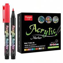 12/24/36/48/60/100 Farben Acryl Markerset, kreative DIY Bastelkunstbedarf, ideal für Papier, Glas, Holz, Stein und Keramikmalerei und -gestaltung, tolles Geschenk für Freunde, Schulmaterial, Schulanfang
