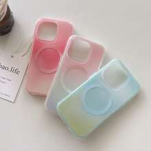 夏季简约清新渐变色双层磁吸手机壳适用于 16 Pro Max/15 Pro Max/14 Pro/13，时尚/艺术/设计感十足的女士手机壳 - 彩色 - 查看 1