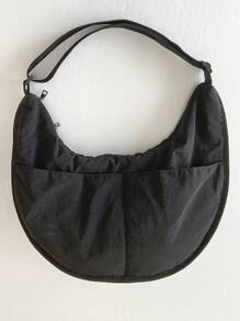 peach tree Large Capacity Crescent Shaped Shoulder Bag, Simple Solid Color Women Crossbody Bag, Adjustable Shoulder Strap, Zipper Closure, Fashion Spring Simple Solid Color Shoulder Bag, Adjustable Strap, Zipper Closure, Shoulder Bag Gift For Christmas, Scream, Young Casual Solid Color Sling Bag, Lightweight Large Capacity Shoulder Bag, Valentine's Day Gift, Peach Tree