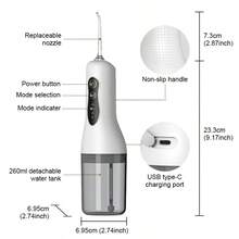 Oral Irrigator USB Rechargeable Dental Floss Portable Dental Sprayer 260ML Water Tank Waterproof Oral Care Cleaning - White - View 7