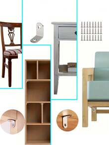 30pcs Heavy-Duty L-Shaped Corner Brackets Stainless Steel Corner Braces - Fit For Cabinets, Furniture, Cupboards, Chairs And Drawers - Includes 10 Brackets And 20 Screws - , Multipurpose Connectors - Silver - View 7