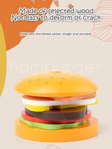 Children's Simulated Wooden Pretend Burger, Sandwich Set Column Matching, Educational Food Assembly Toys, Early Education Interactive Kitchen Pretend Toys Fun Stacking Toys That Simulate Food