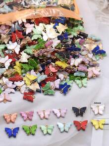 20个合金亚克力彩色3D蝴蝶风铃吊坠，DIY手链项链耳环钥匙扣饰品配件 - 彩色 - 查看 3