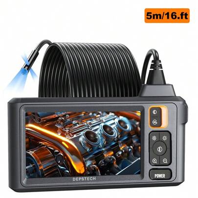 4.5" IPS Screen Endoscope Camera With Lights, 1080P Sewer Inspection Camera & Split Screen, 180° Rotation, IP67 Snake Cable, Gadget For Automotive Mechanical Repair